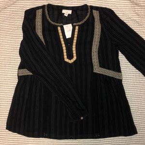 Embellished Crinkled Peasant Top